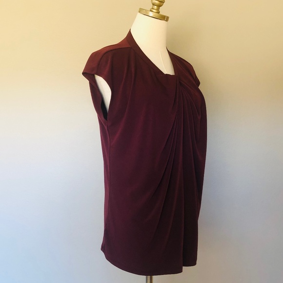 Ann Taylor Petite Maroon V Neck Short Sleeve XLP - Picture 5 of 10